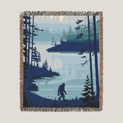 Bigfoot Wilderness Blanket – Cryptid-Themed Woven Throw for Adventure Seekers