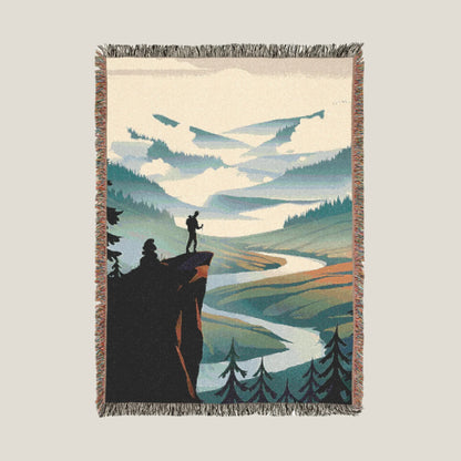 Cliffside Hiker Woven Throw Blanket – Cozy Outdoor Blanket for Hiking, Camping & Adventure