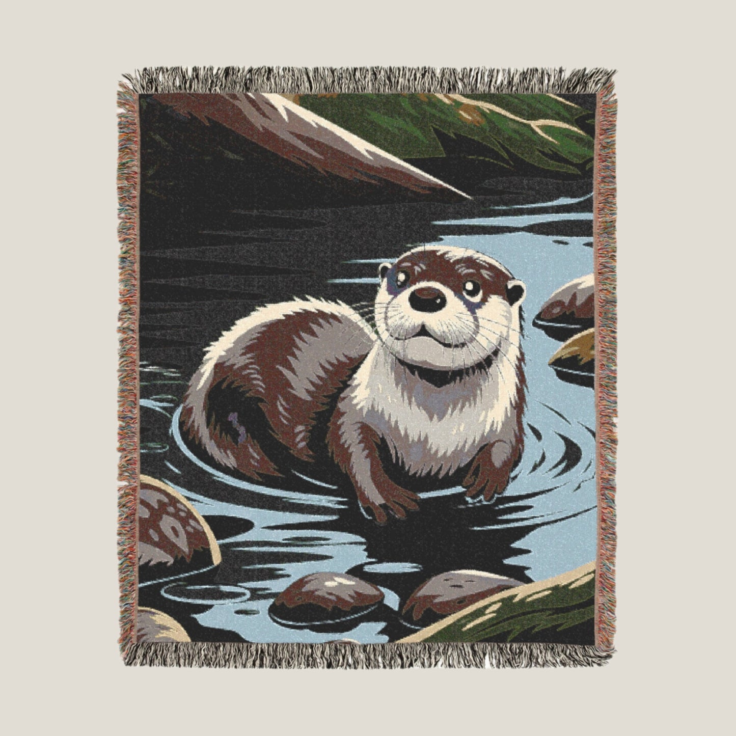 River Otter Woven Throw Blanket – Playful & Cozy Nature-Inspired