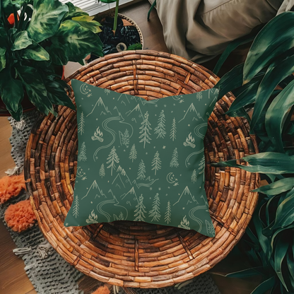 Mountain Pines Outdoor Pillow – Cozy Camping Decor for Your Outdoor Theme