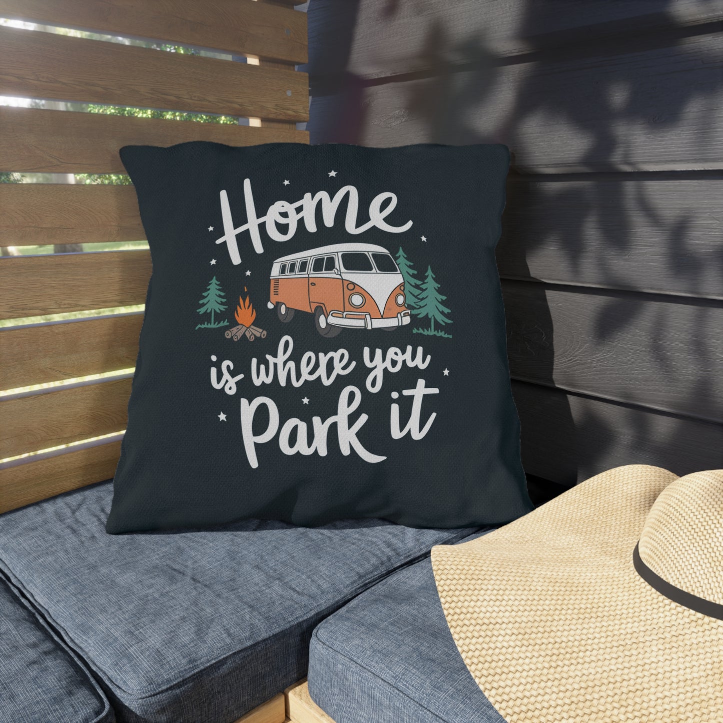 Home Is Where You Park It Throw Pillow – Cozy Comfort for Camper Vans & Van Life