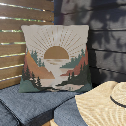 Sunset in the Valley Outdoor Pillow – Weather-Resistant Patio Toss Cushion for Nature Lovers