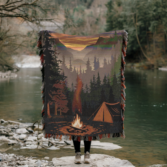 Cozy Camping Woven Blanket - Perfect for Outdoor Lovers and Bonfire Nights