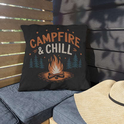 Campfire & Chill Outdoor Pillow - Cozy Camping Decor for Relaxation