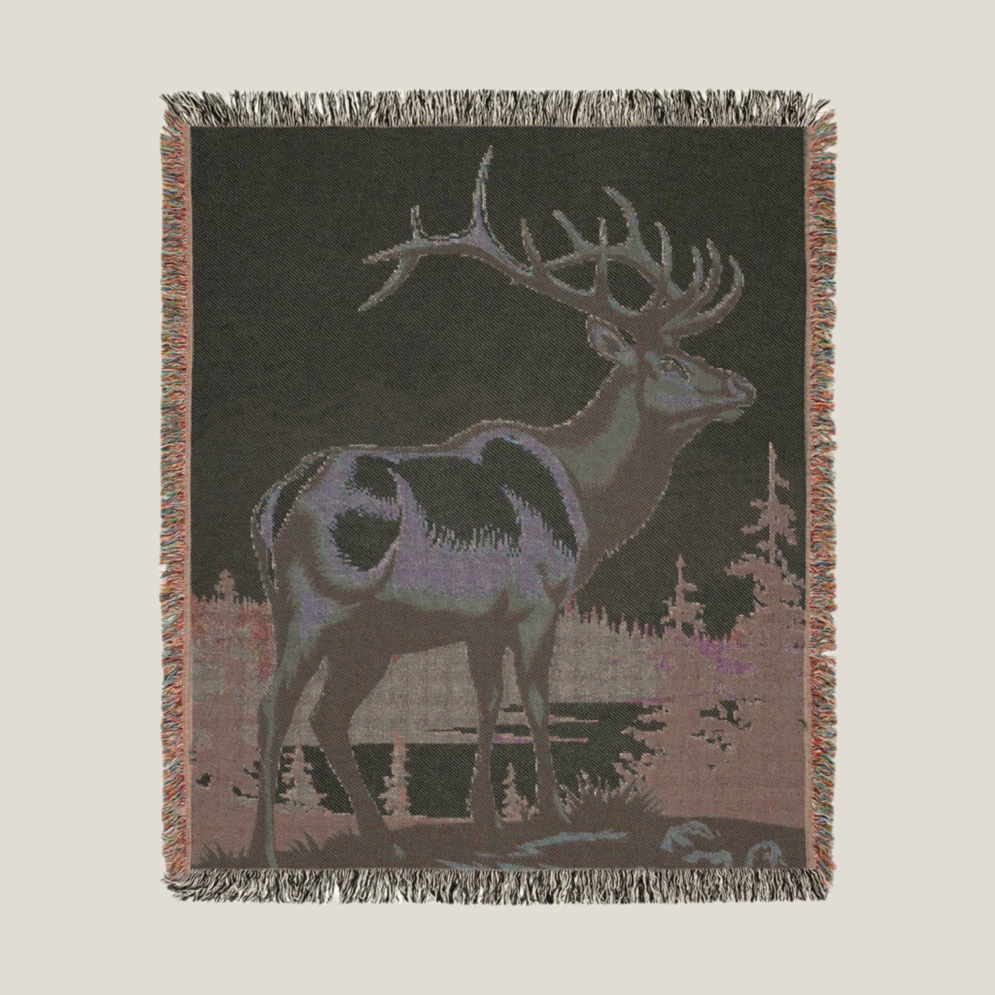 Majestic Elk Woven Throw Blanket – Rustic Outdoor Blanket for Wildlife & Nature Lovers