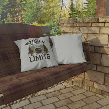 Wander Without Limits Throw Pillow – Perfect for Van Life, Overlanding & Road Trips