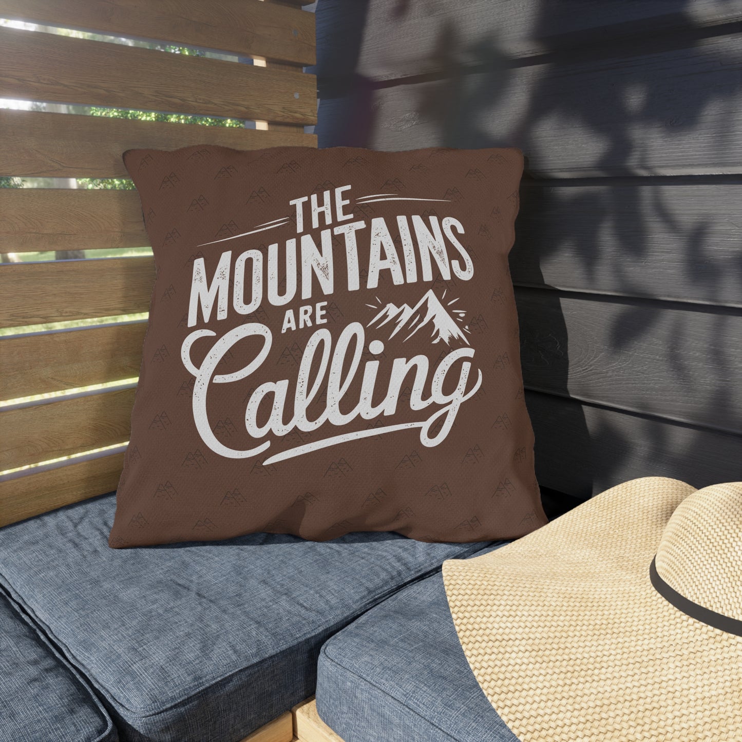 The Mountains Are Calling Outdoor Pillow – Weather-Resistant Patio Toss Cushion for Nature Enthusiasts