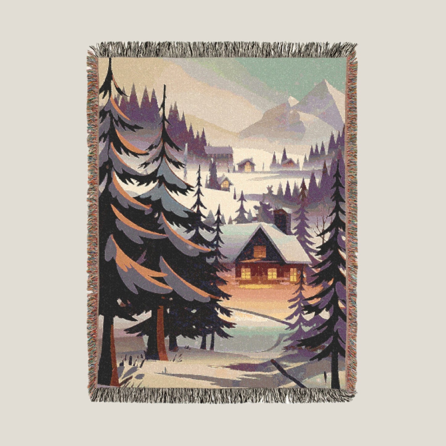 Cozy woven cotton throw with a bold forest silhouette design, perfect for nature lovers, from the Backcountry Forests collection.