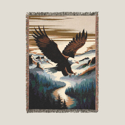 Backcountry Blankets woven cotton throw with a detailed wolf and wildlife pattern, part of the Backcountry Wildlife collection.