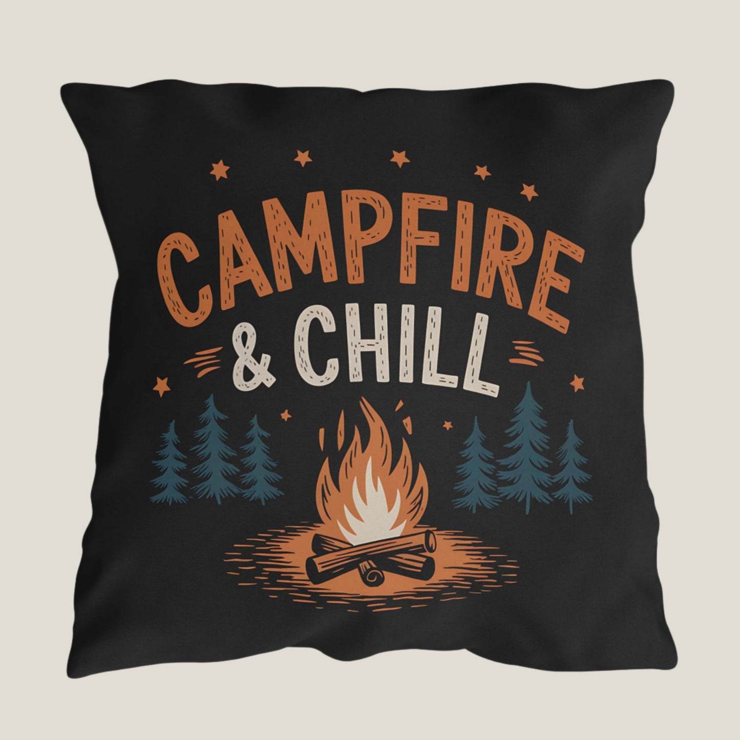 Campfire & Chill Outdoor Pillow - Cozy Camping Decor for Relaxation