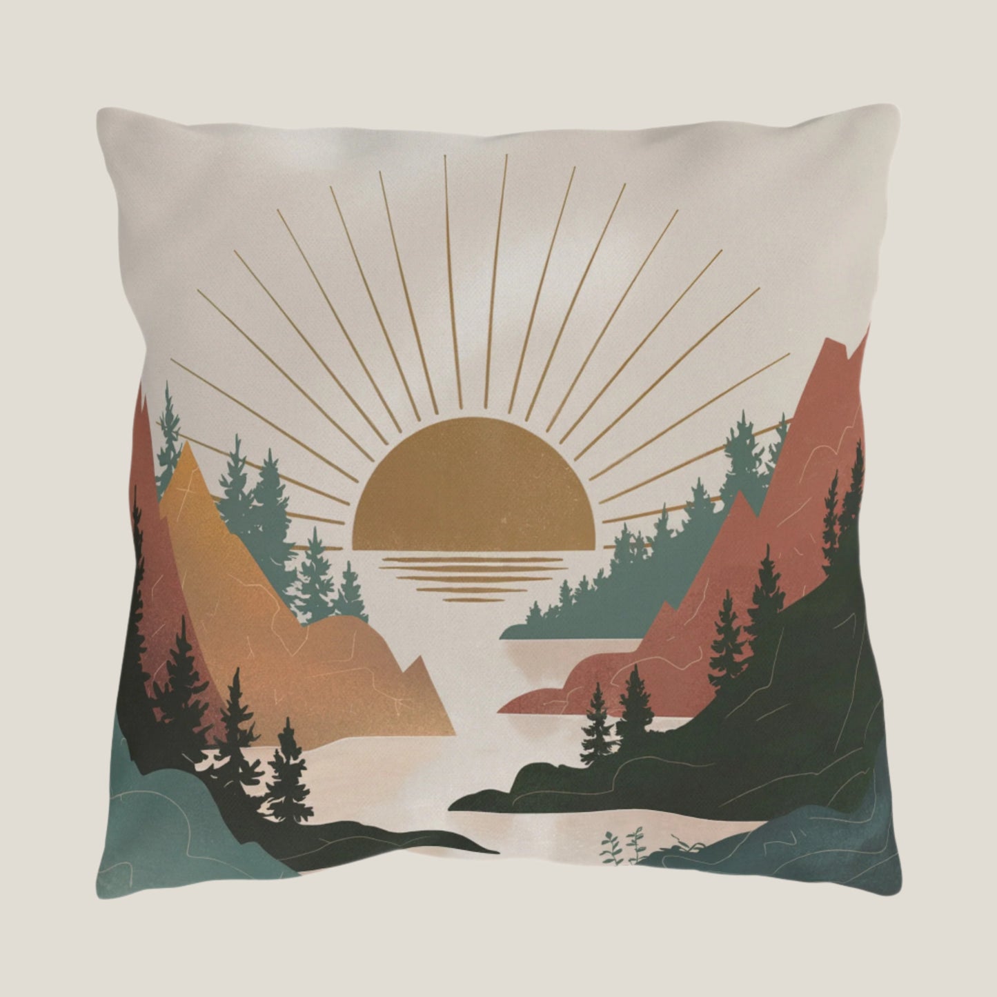 Sunset in the Valley Outdoor Pillow – Weather-Resistant Patio Toss Cushion for Nature Lovers