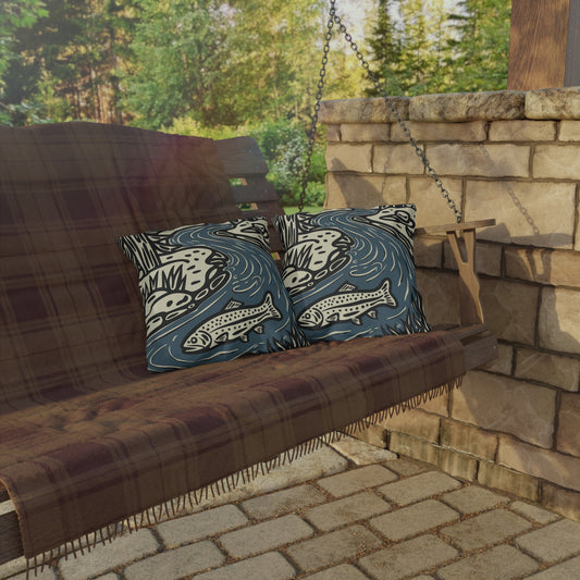 Trout Stream Outdoor Pillow - Perfect for Nature Lovers & Fishing Enthusiasts