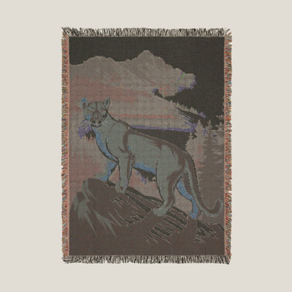 Backcountry Blankets woven cotton throw with a detailed wolf and wildlife pattern, part of the Backcountry Wildlife collection.