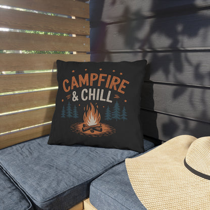 Campfire & Chill Outdoor Pillow - Cozy Camping Decor for Relaxation