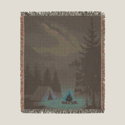 Camping Under the Stars Woven Throw Blanket – Soft & Durable Cotton Blanket for Nature Lovers