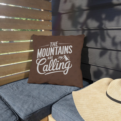 The Mountains Are Calling Outdoor Pillow – Weather-Resistant Patio Toss Cushion for Nature Enthusiasts