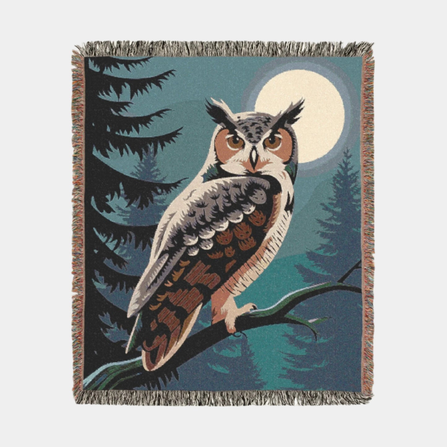 Great Horned Owl Woven Blanket - Cozy Throw Blanket for Nature Lovers