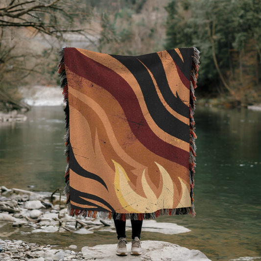 Blaze Glow Blanket – Fire-Inspired Woven Throw for Cozy Outdoor Escapes