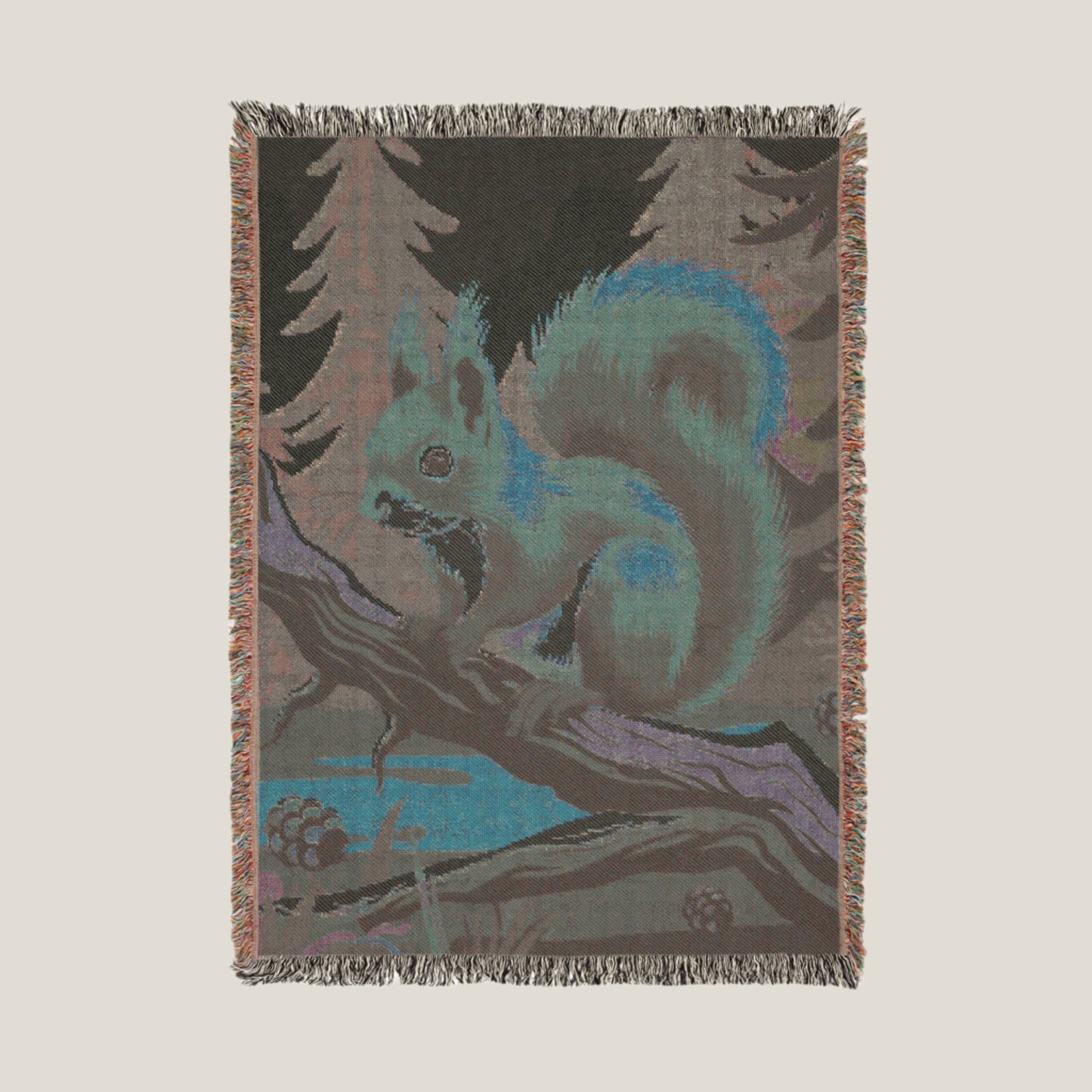 Red Squirrel Woven Throw Blanket – Woodland-Inspired & Cozy