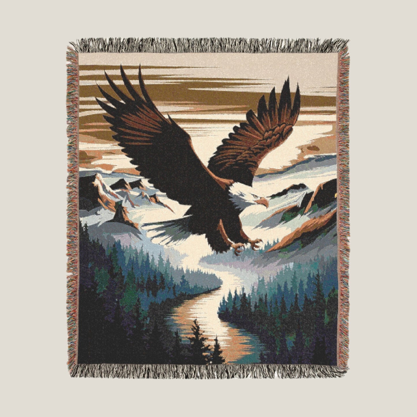 Backcountry Blankets woven cotton throw with a detailed wolf and wildlife pattern, part of the Backcountry Wildlife collection.