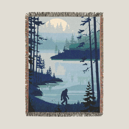 Bigfoot Wilderness Blanket – Cryptid-Themed Woven Throw for Adventure Seekers