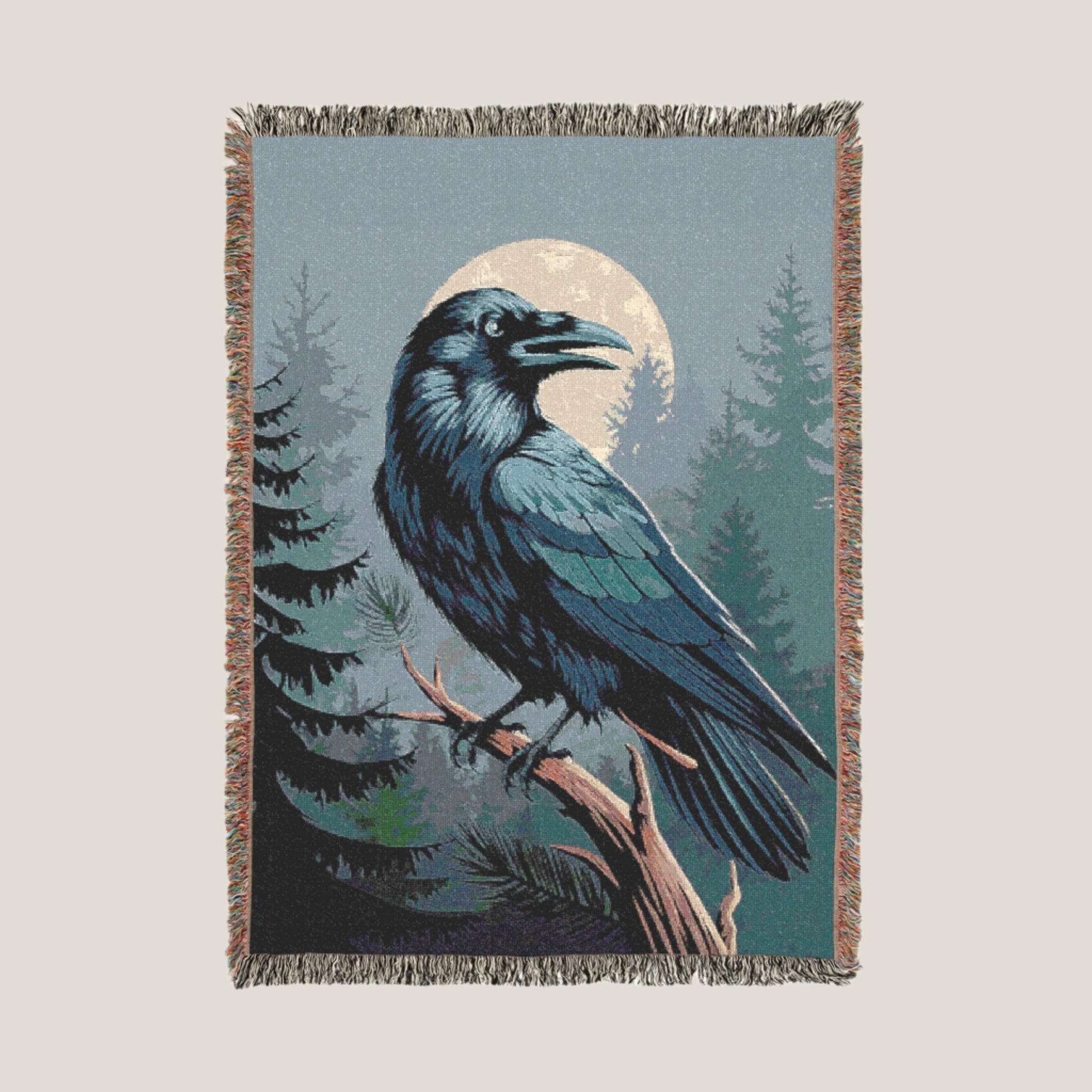 Backcountry Blankets woven cotton throw with a detailed wolf and wildlife pattern, part of the Backcountry Wildlife collection.