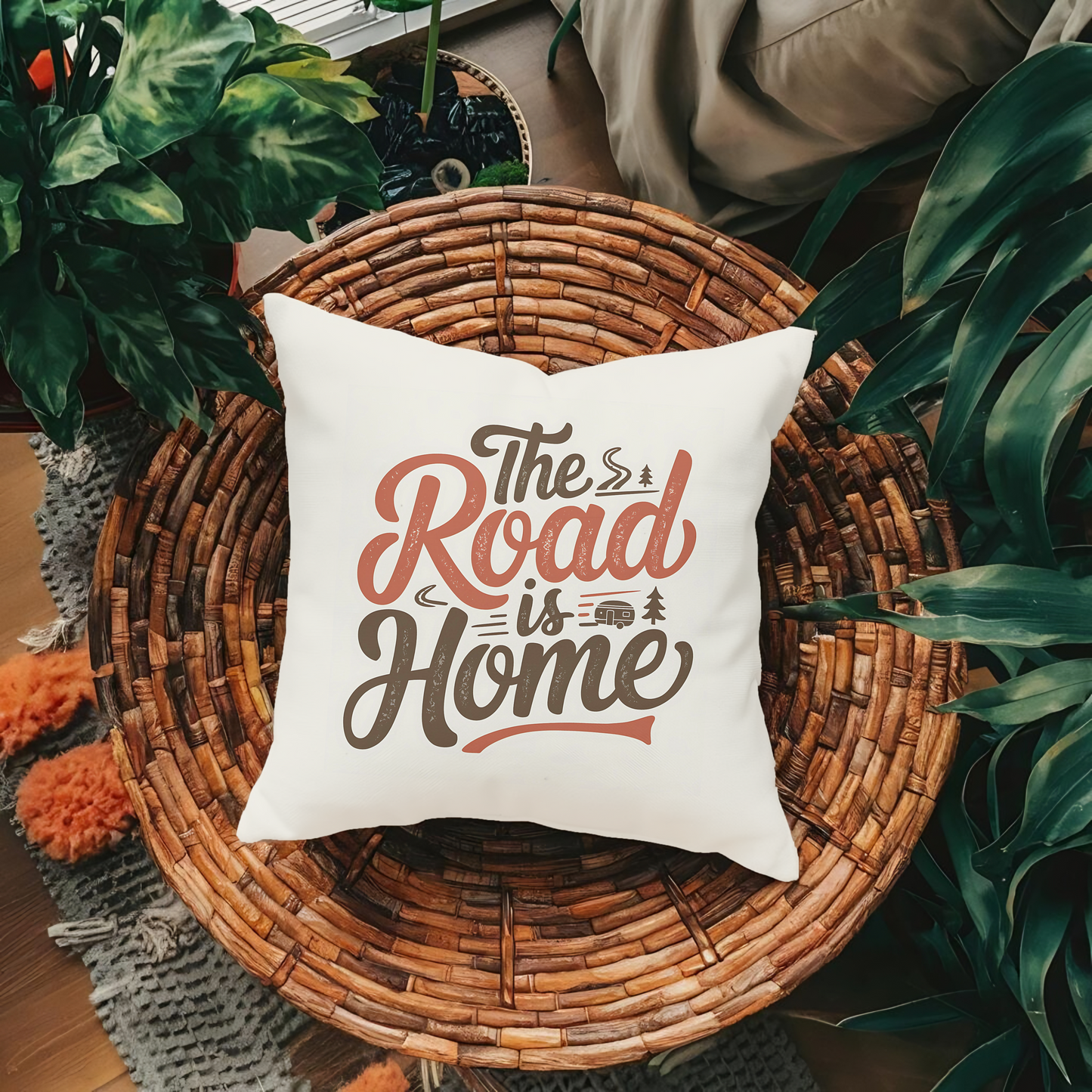 The Road is Home: Adventure Awaits with Camper Van Throw Pillows