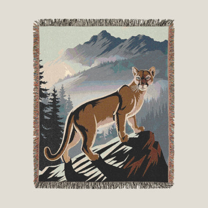 Backcountry Blankets woven cotton throw with a detailed wolf and wildlife pattern, part of the Backcountry Wildlife collection.