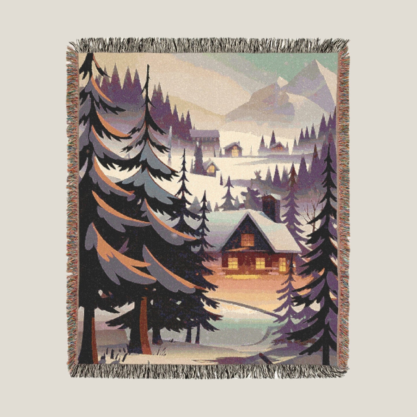 Cozy woven cotton throw with a bold forest silhouette design, perfect for nature lovers, from the Backcountry Forests collection.