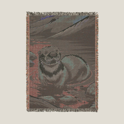 River Otter Woven Throw Blanket – Playful & Cozy Nature-Inspired