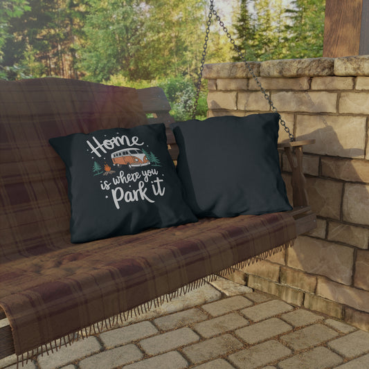 Home Is Where You Park It Throw Pillow – Cozy Comfort for Camper Vans & Van Life