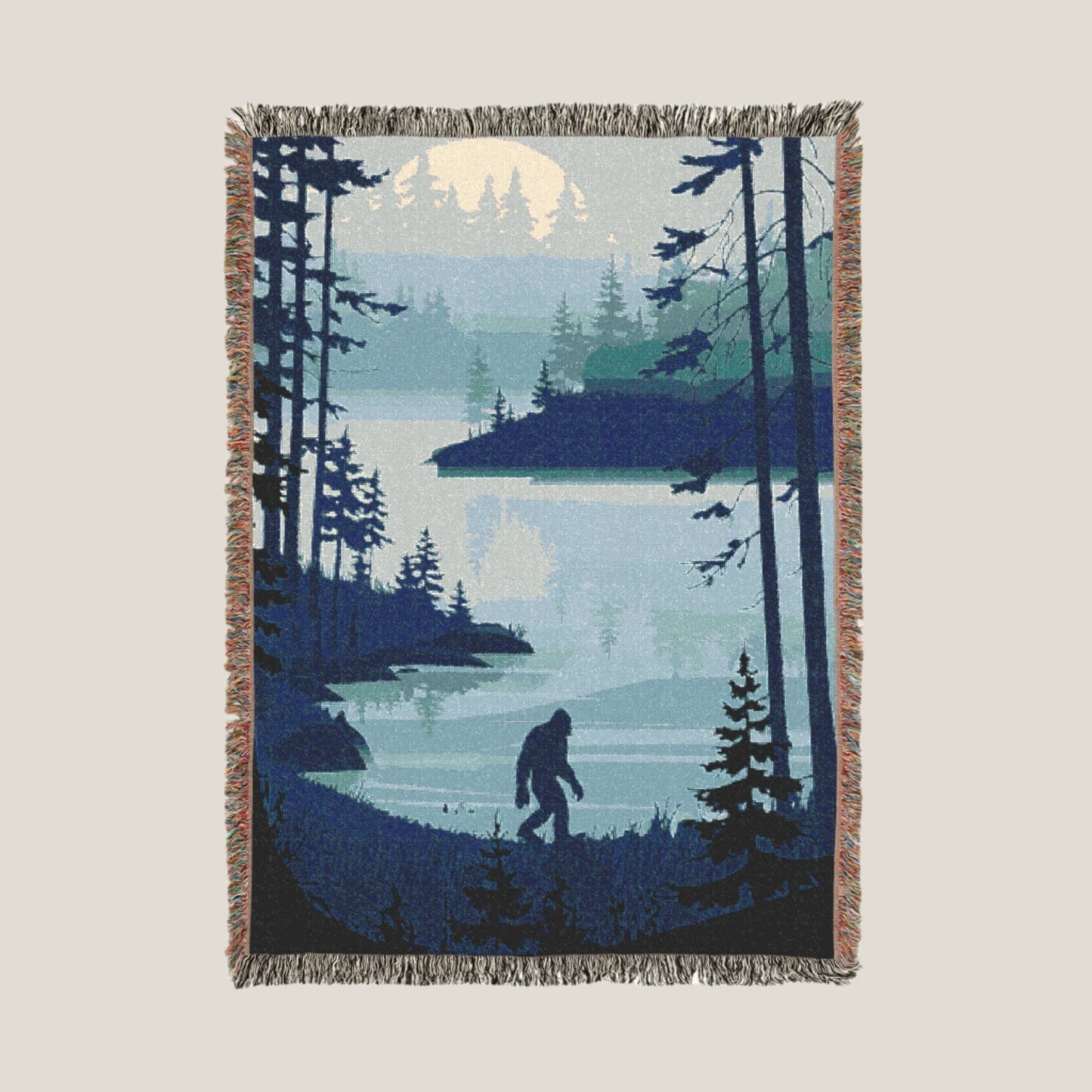 Bigfoot Wilderness Blanket – Cryptid-Themed Woven Throw for Adventure Seekers