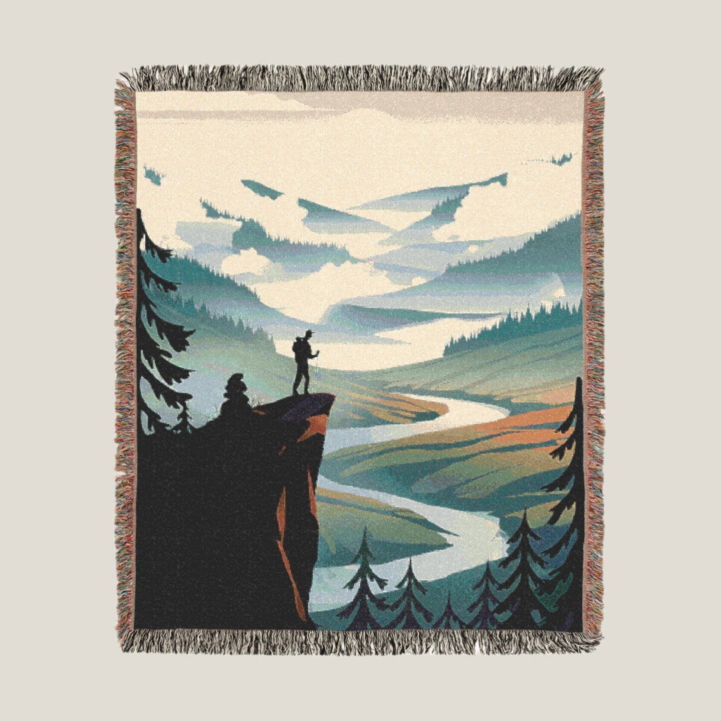 Cliffside Hiker Woven Throw Blanket – Cozy Outdoor Blanket for Hiking, Camping & Adventure