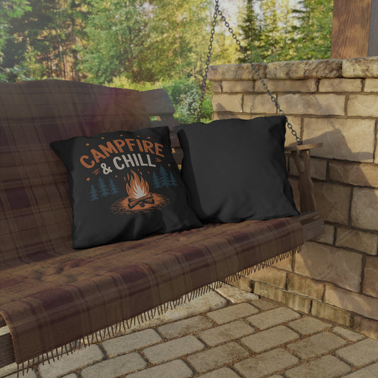 Campfire & Chill Outdoor Pillow - Cozy Camping Decor for Relaxation