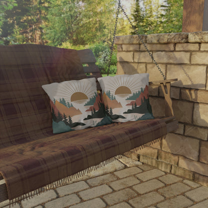 Sunset in the Valley Outdoor Pillow – Weather-Resistant Patio Toss Cushion for Nature Lovers