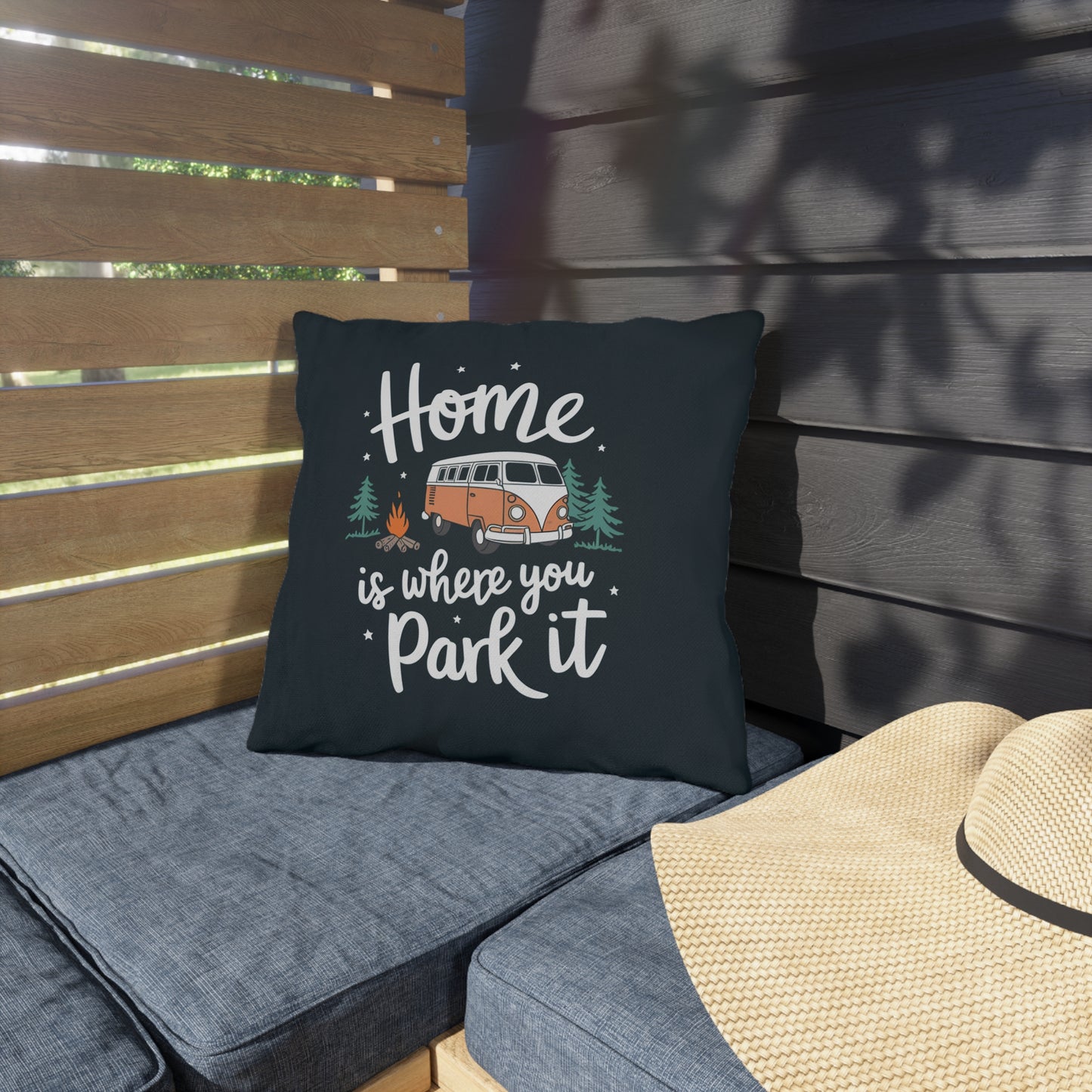 Home Is Where You Park It Throw Pillow – Cozy Comfort for Camper Vans & Van Life