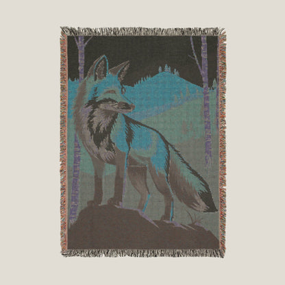 Rustic Fox Woven Blanket – Cozy, Nature-Inspired Home Decor