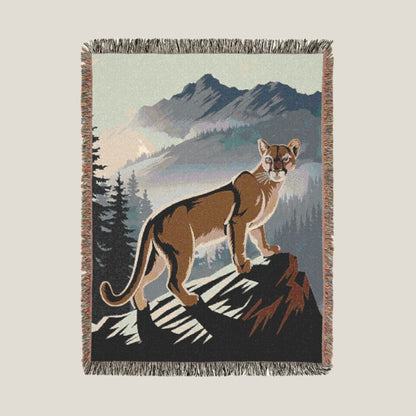 Backcountry Blankets woven cotton throw with a detailed wolf and wildlife pattern, part of the Backcountry Wildlife collection.