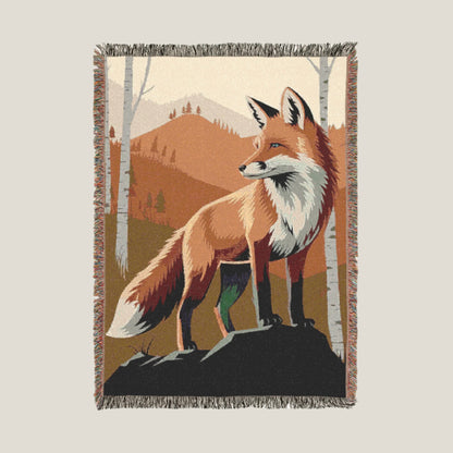 Rustic Fox Woven Blanket – Cozy, Nature-Inspired Home Decor