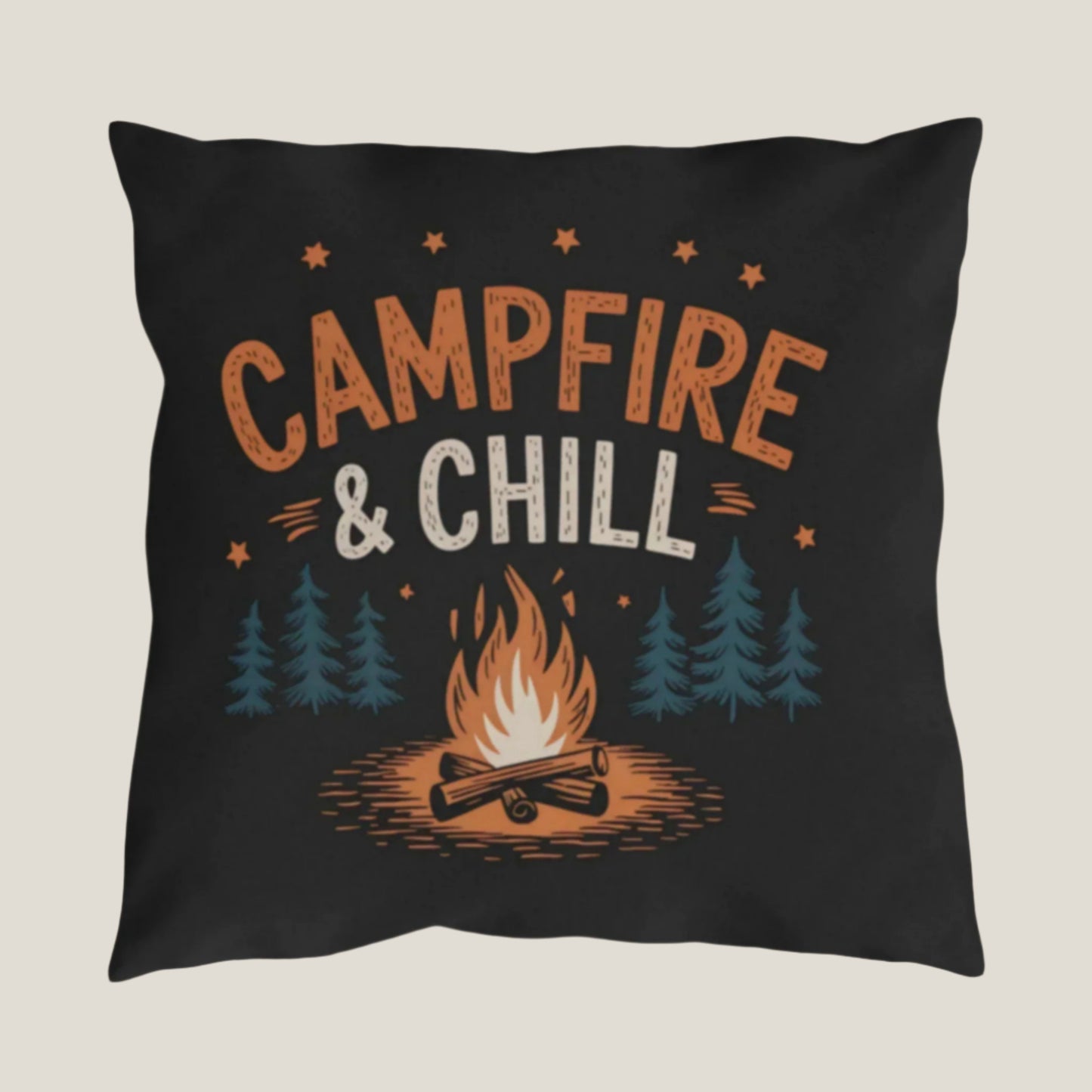 Campfire & Chill Outdoor Pillow - Cozy Camping Decor for Relaxation