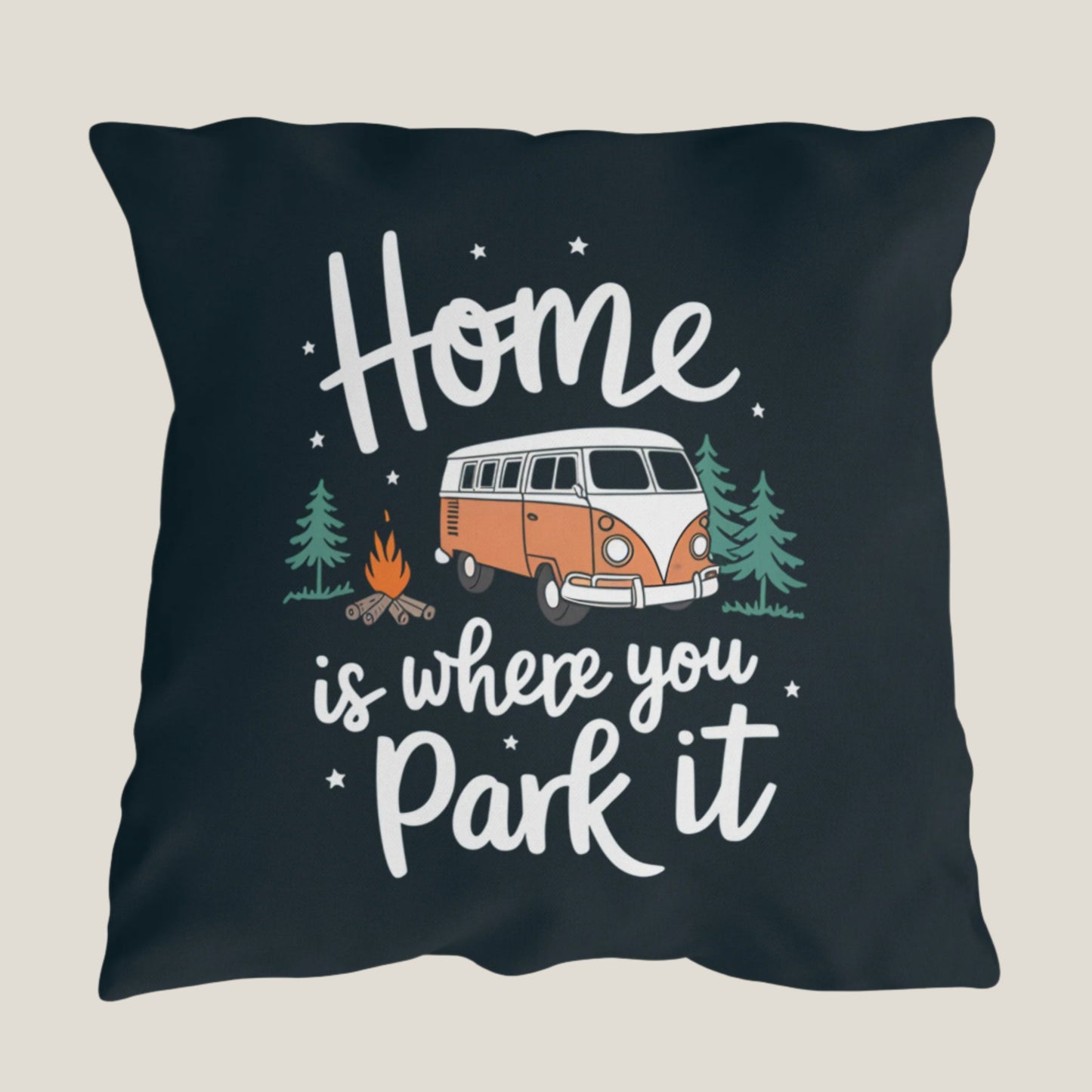 Home Is Where You Park It Throw Pillow – Cozy Comfort for Camper Vans & Van Life