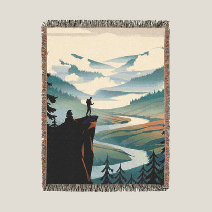 Cliffside Hiker Woven Throw Blanket – Cozy Outdoor Blanket for Hiking, Camping & Adventure