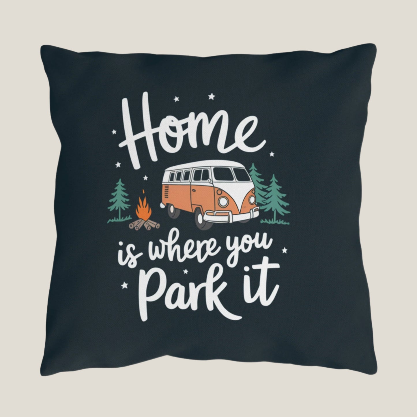 Home Is Where You Park It Throw Pillow – Cozy Comfort for Camper Vans & Van Life